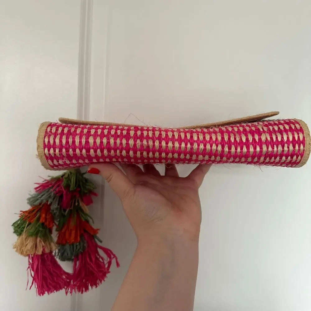 Mar Y Sol Colorful Straw Raffia Clutch Resort Fiesta Euro Summer Going Out Bag
